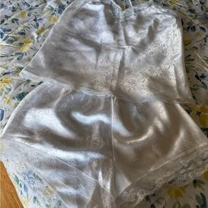 Dior White Satin Lace Chemise Set